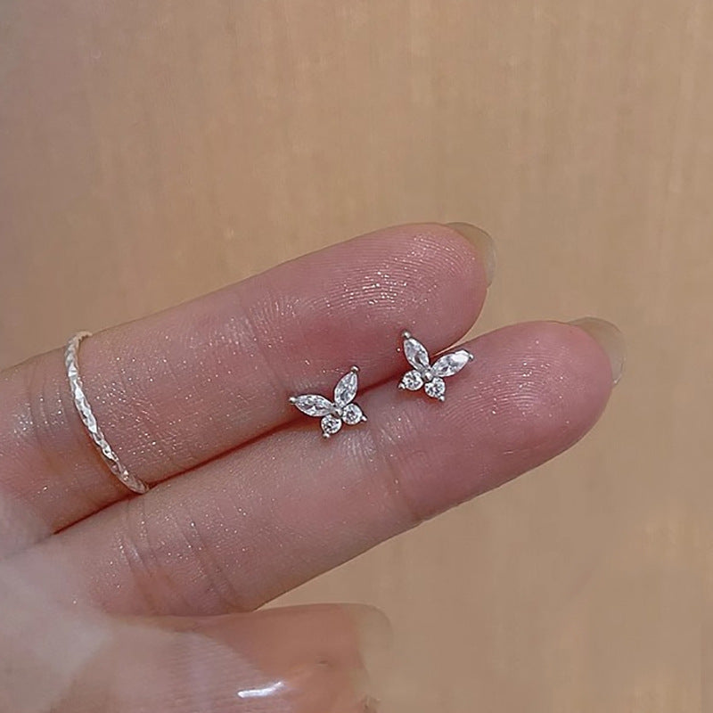 Female Korean Simple Personalized Graceful Micro Inlaid Zircon Stud Earrings