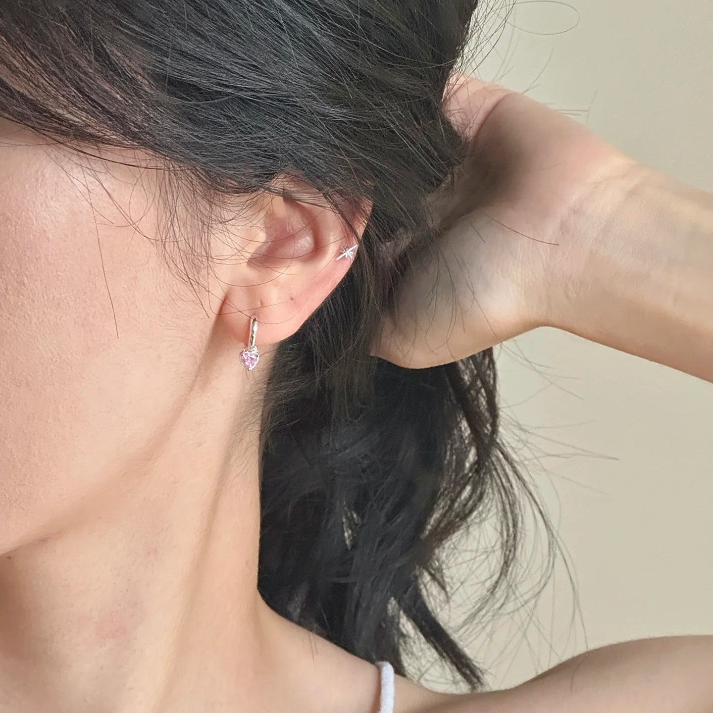 Loving Heart Zircon Clip Sweet Cool Cold Wind Simple Wild Ear Buckle