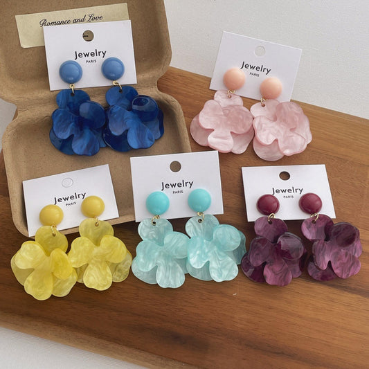 Retro Super Fairy Flowers Niche Temperament Vacation Style Mori Exaggerated Earrings