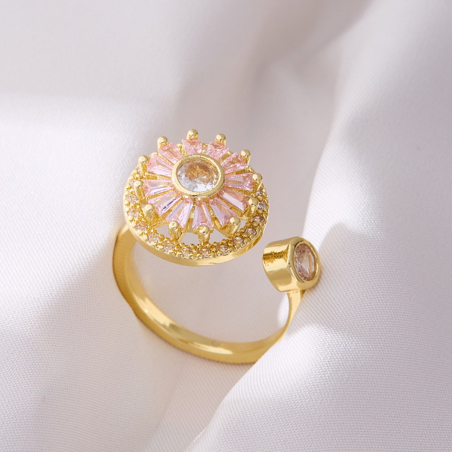Valentine's Day Gift Flower Zircon Rotatable Ring