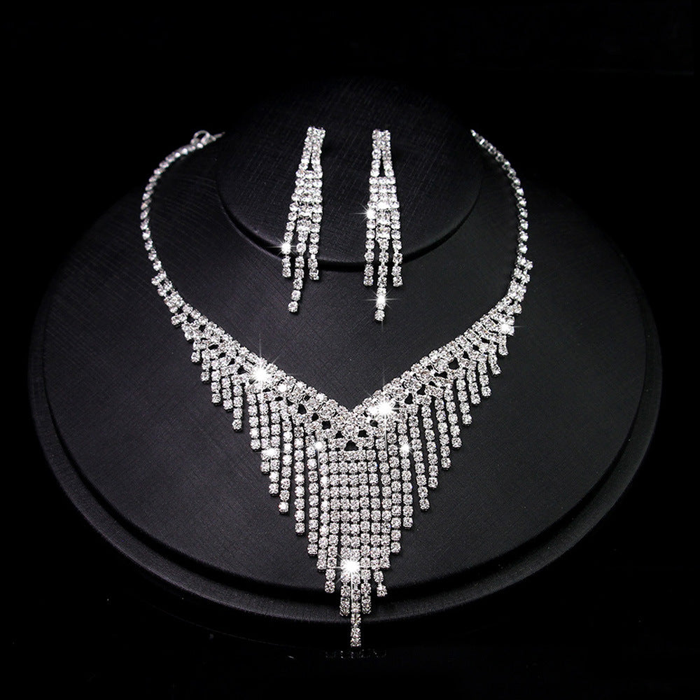 Claw Chain Rhinestone Bridal Eardrop Banquet Necklaces