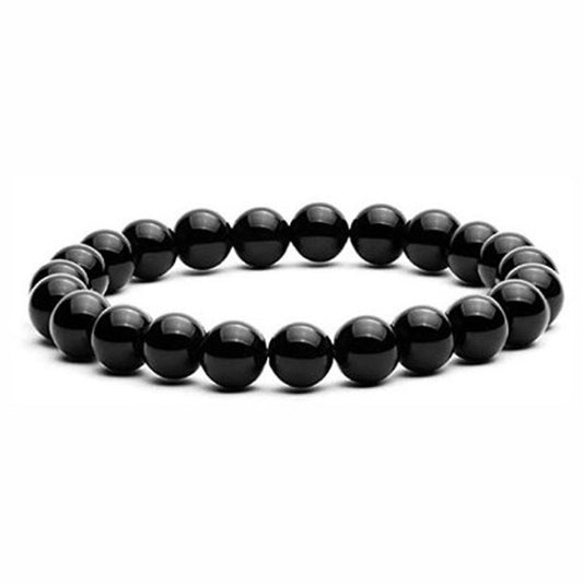 Men's Elastic String Natural Stone Festival Gift Haematite Obsidian Bracelets