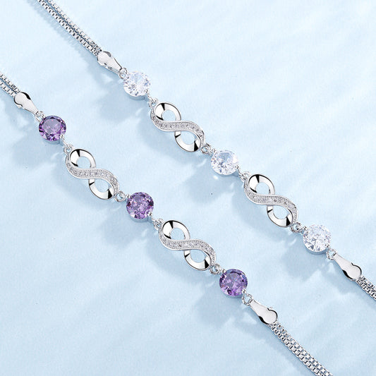 Women's Style Fashion Amethyst Zircon Full Diamond Bracelets