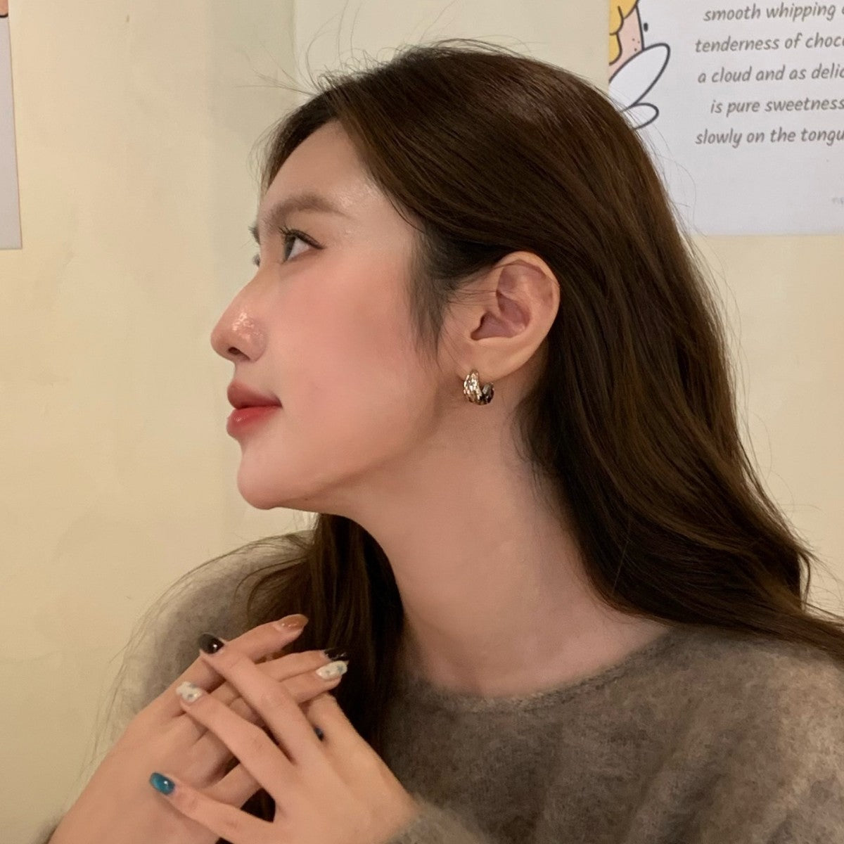 Prism Clip Copy Coffee Gold Water Drop Niche Senior Sense Ear Buckle