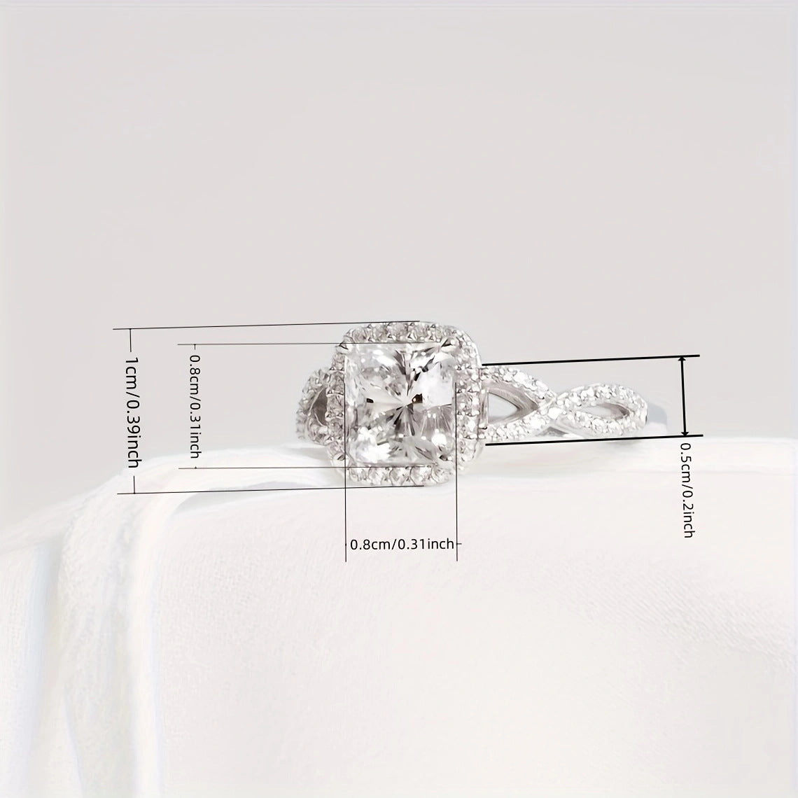 Women's Cross Square Zircon Engagement Wedding Ring