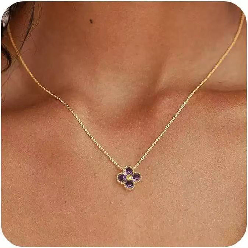 Women's Colors Four-leaf Clover Affordable Luxury Fashion Temperament Design High-grade Pendants