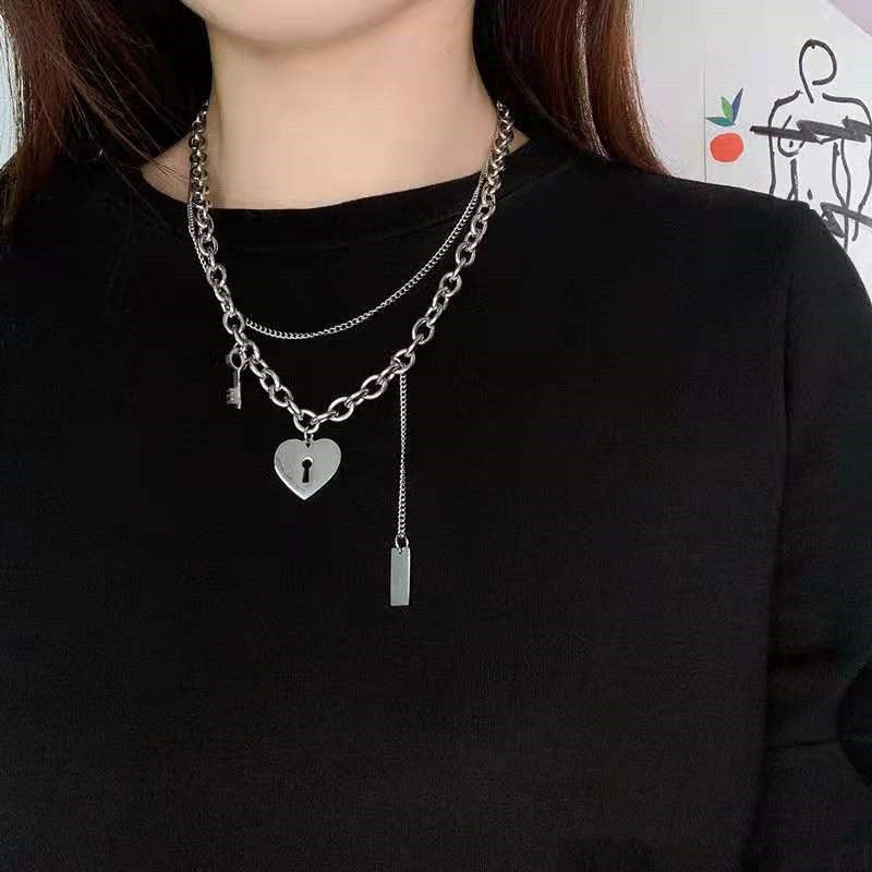 Women's & Men's Fashion Simple Titanium Steel Sweater Chain Personalized Hip Hop Necklace