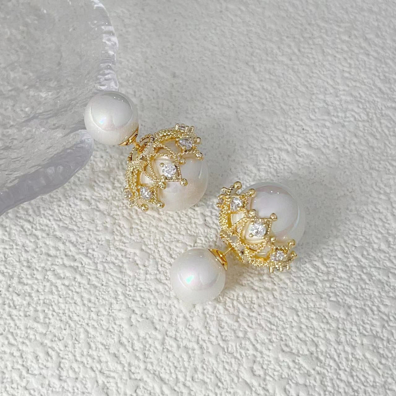 Double-sided Pearl Double Sides Ear Temperament Earrings