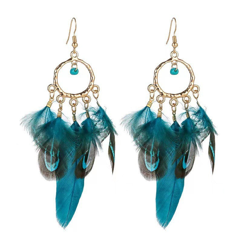 Women's Feather Yunnan Travel Vacation Retro Ethnic Earrings