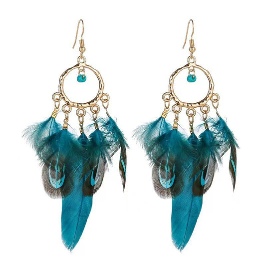 Women's Feather Yunnan Travel Vacation Retro Ethnic Earrings