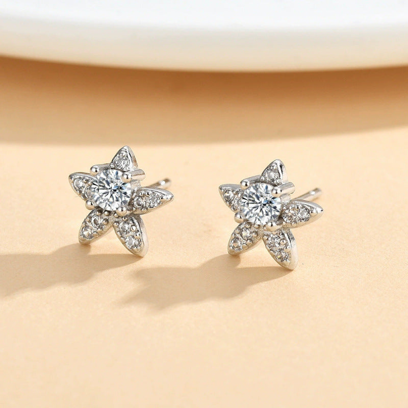 Zircon Sier Needle Love Moissanite Simulation Geometric Earrings