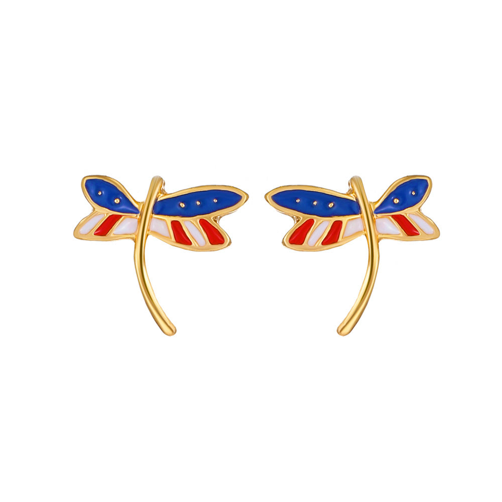 Women's Carnival Party Stars Stripes National Flag With Stud Earrings