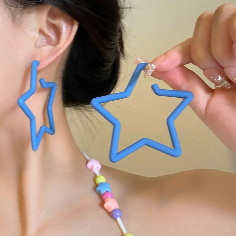 Style Candy Color Five-pointed Star Fashion Earrings