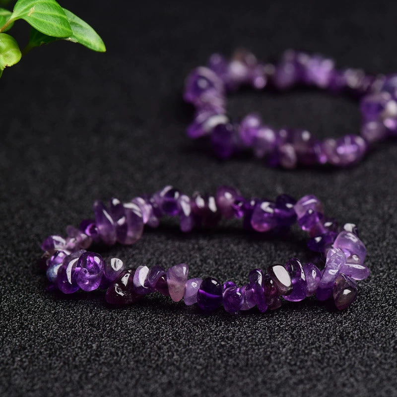 Xi Amethyst Square Column Cylindrical Gravel Bracelets
