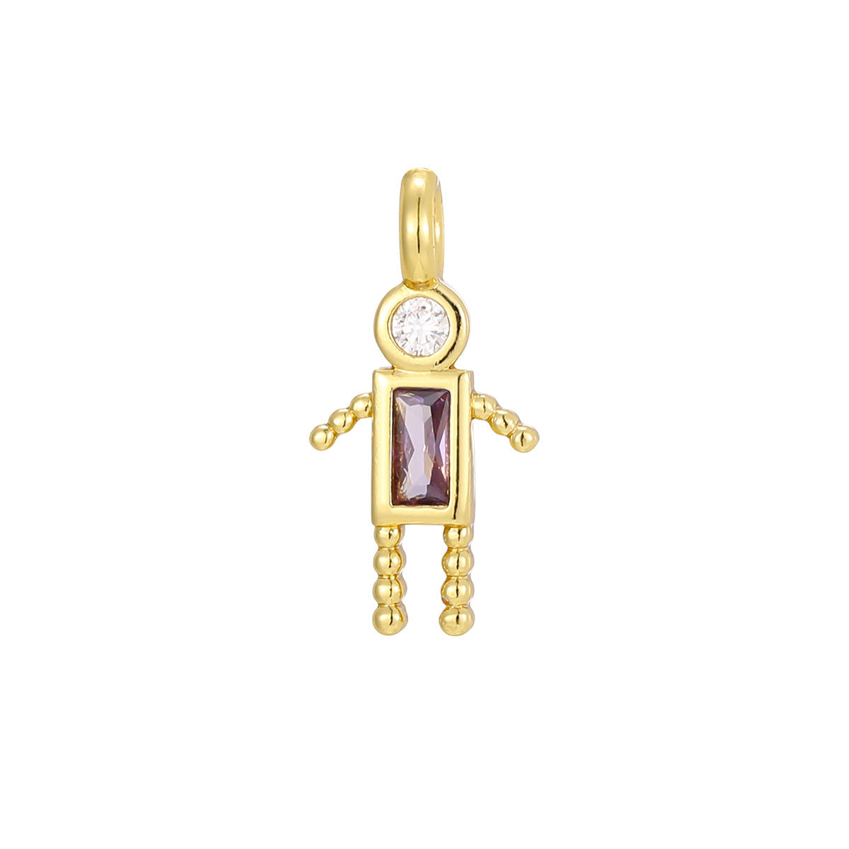 Mini For Boys Copper Plated Real Gold Micro Inlaid Zircon Pendants