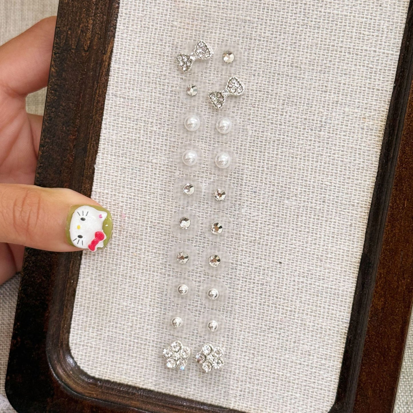 Fashion Auricular Point Sticker Crystal Ear Patch Bead Massage Stress Earrings