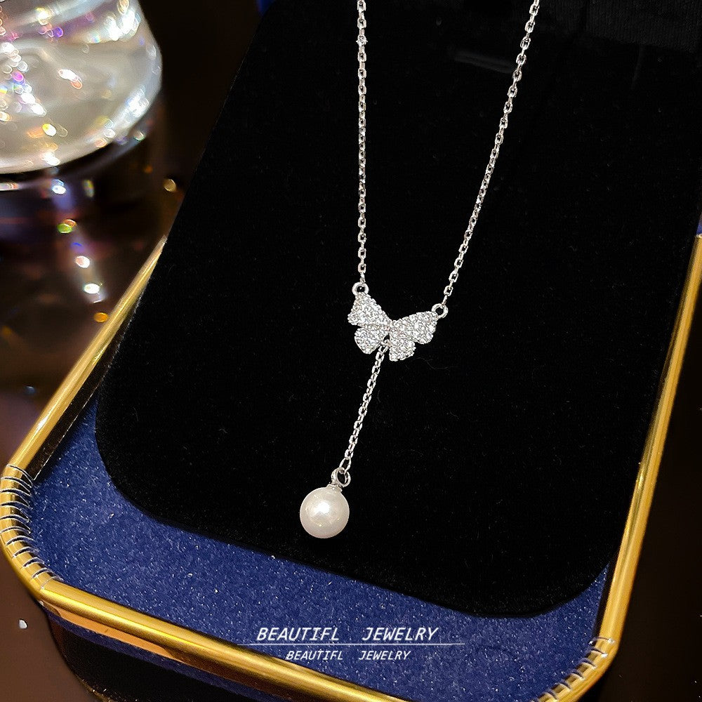Women's Minority Simple Fashionable Elegant Zircon Clavicle Chain Titanium Steel Accessory Necklace