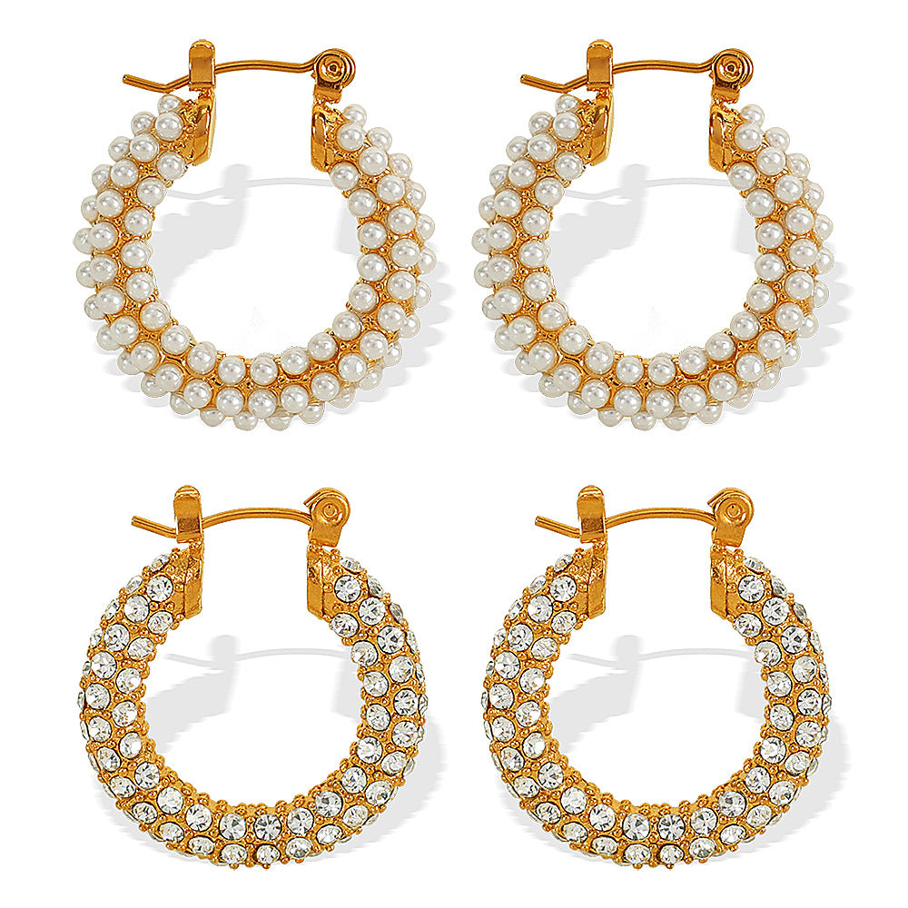 Women's Rhinestone Ear Special Interest Light Luxury Fashion Stainless Earrings