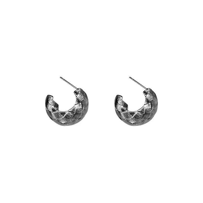 Women's Sier Needle Cross Pattern Light Luxury High-grade Fashion Minimalist Earrings