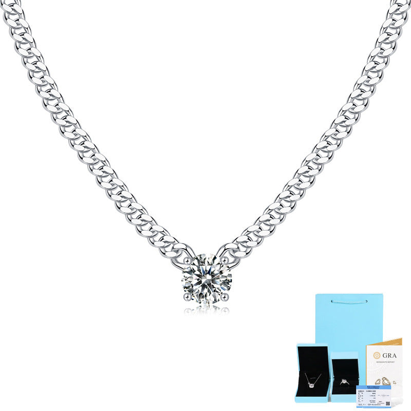 Men's Sier Chain Moissanite Cuban Clavicle Necklaces