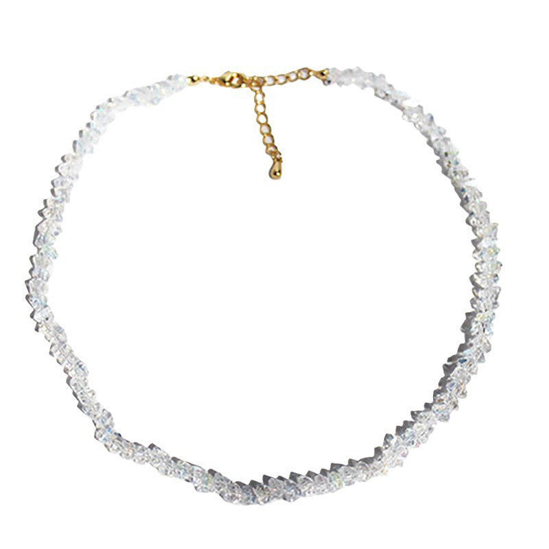 Women's Super Fairy Style Light Luxury Glass Crystal Niche Clavicle Necklace