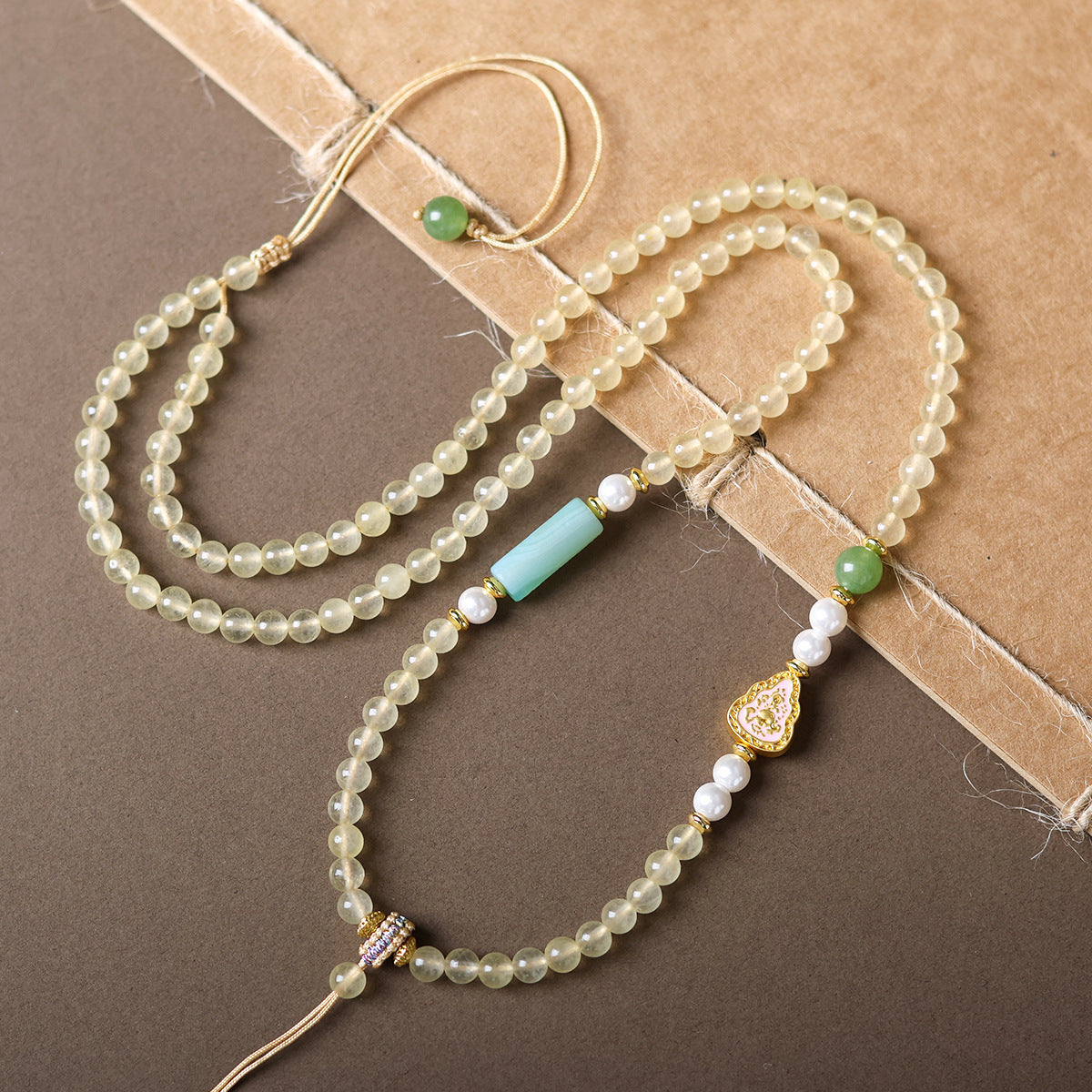 Tibetan Handmade Braided Rope Beeswax Jade Necklaces