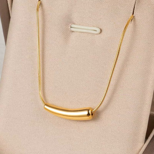 Titanium Steel Simple Cold Style Gold Eggplant Design Necklace