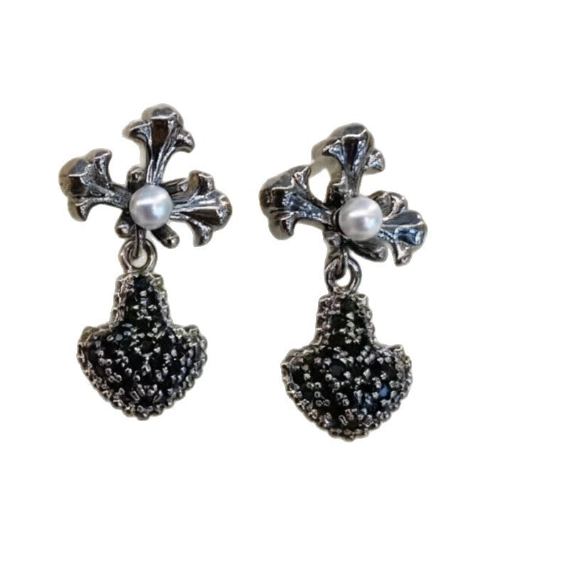 Women's Light Luxury High-grade Bow Cross Clover Pearl For Eardrop Stud Earrings