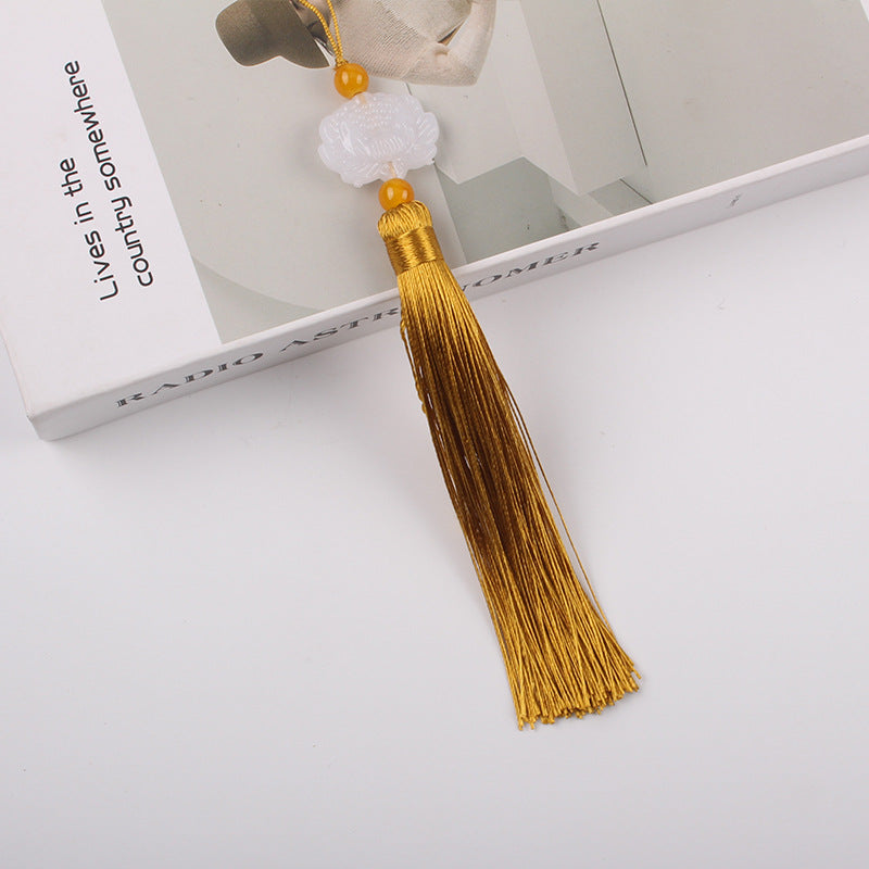 Jade Lotus Tassel Fringe Kunlun Fan Cheongsam Jewelry Accessories