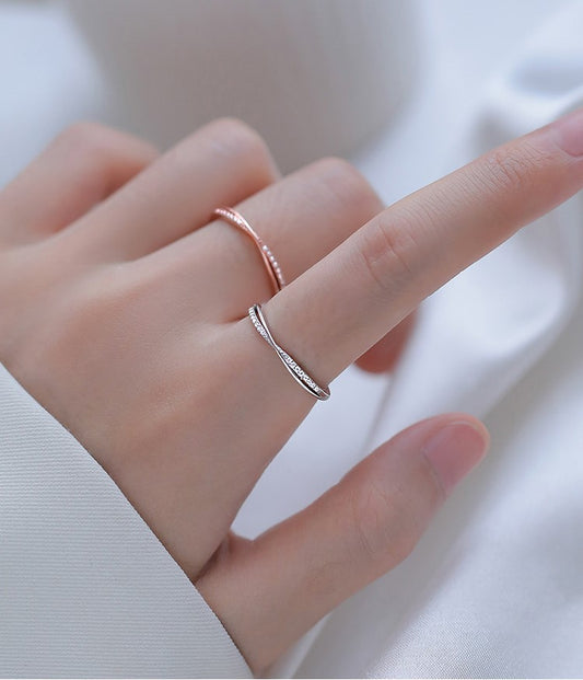 Line Simple Cross Temperament Gang Drill Index Finger Style Ring