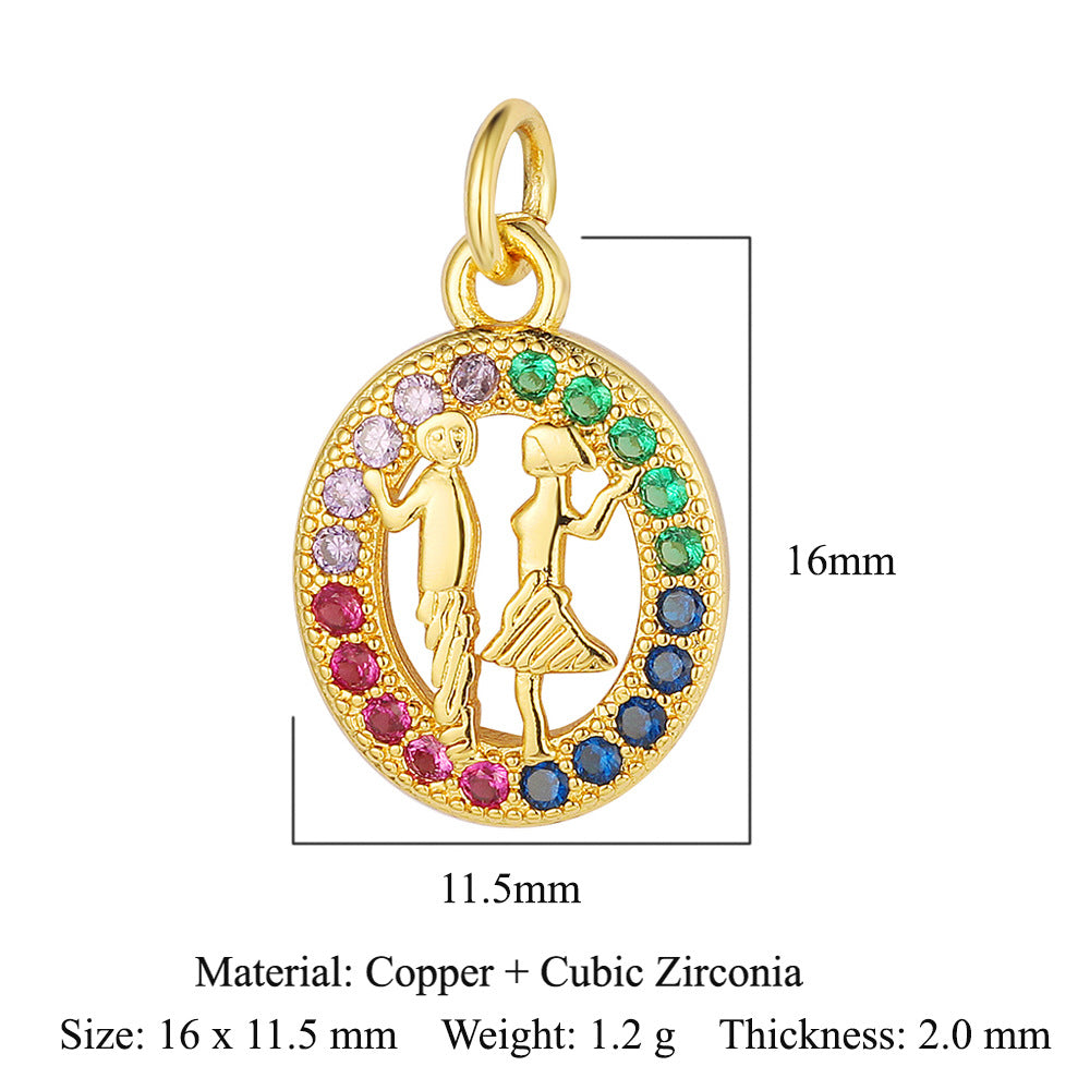 Cross Virgin Copper Zircon Boy Ornament Accessories Pendants