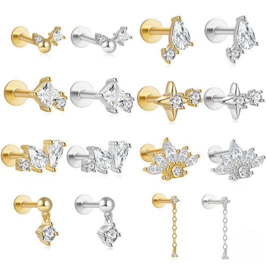 Women's Stars Fashion Flat Head Piercing Thread Ear Earrings
