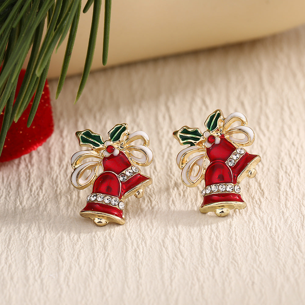 Fashion Elk Tree Snowflake Rhinestone Personalized Stud Earrings