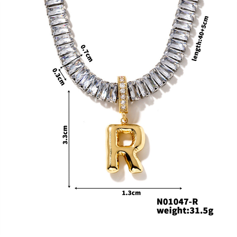 Zircon Letter English High Sense Simple Necklaces