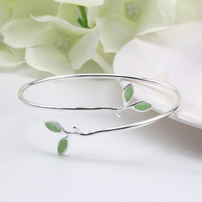 Fresh Handmade Leaf Green Opal Fashion Bracelet