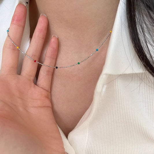 Niche Round Dopamine Grain Of Rice Necklaces