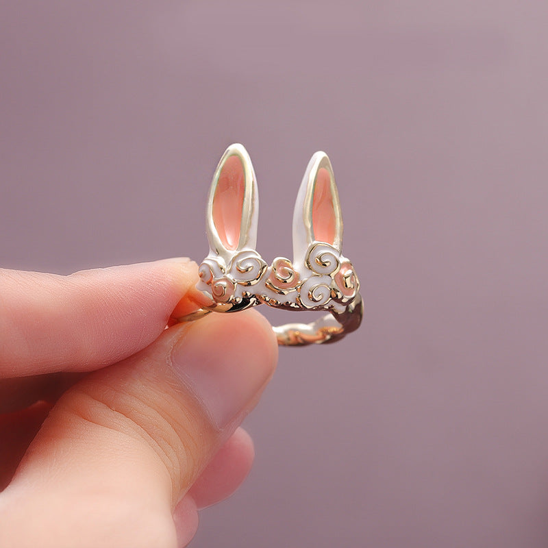 Bunny Open Female Cartoon Animal Zodiac Red Eyes Rings