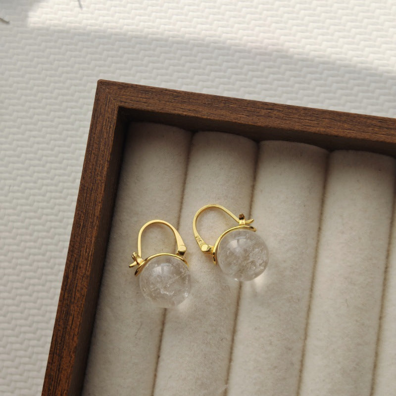 Amethyst Pink Crystal White Sier High Heels Daily Earrings
