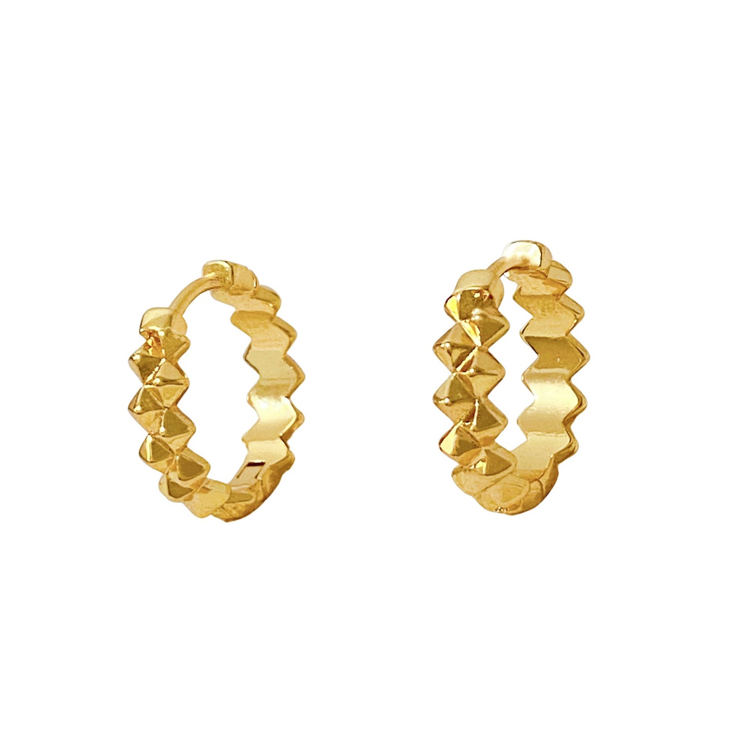 Women's Copper Plated Real Gold Korean Style Simple Diamond Plaid Glossy Ear Buckle