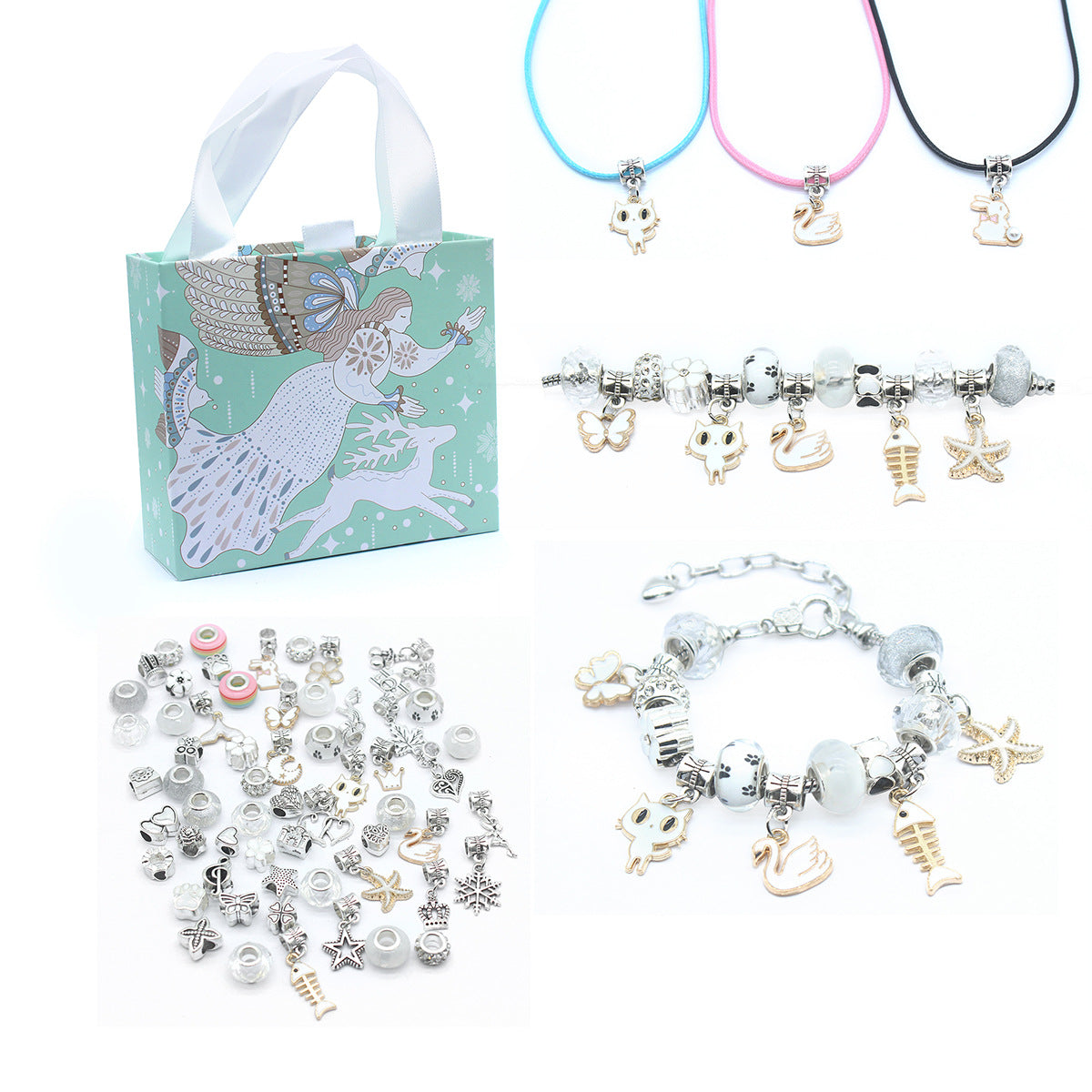 Children's Pink Crystal String Beads Unicorn Cute Bracelets