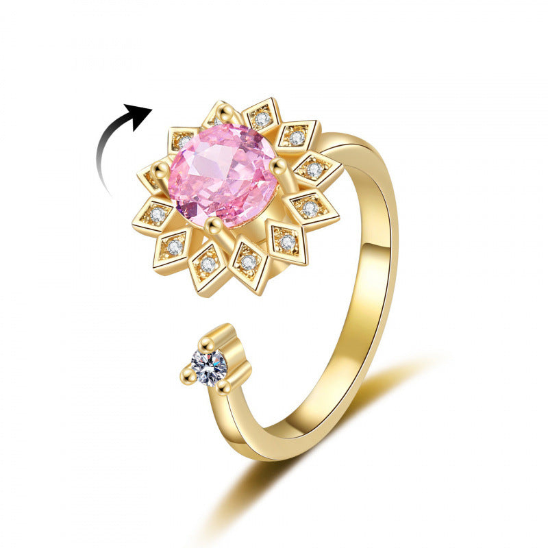 Decompression Rotatable Female Rotating Sunflower Opening Rings