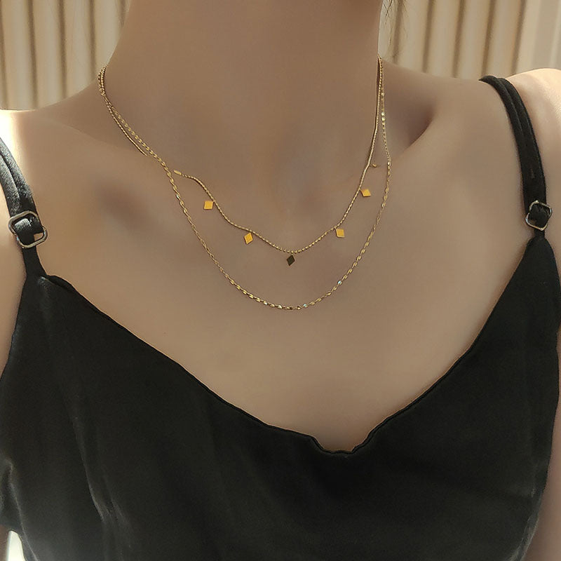 Women's Style Sequins Petal Chain Gold-plated Titanium Necklaces