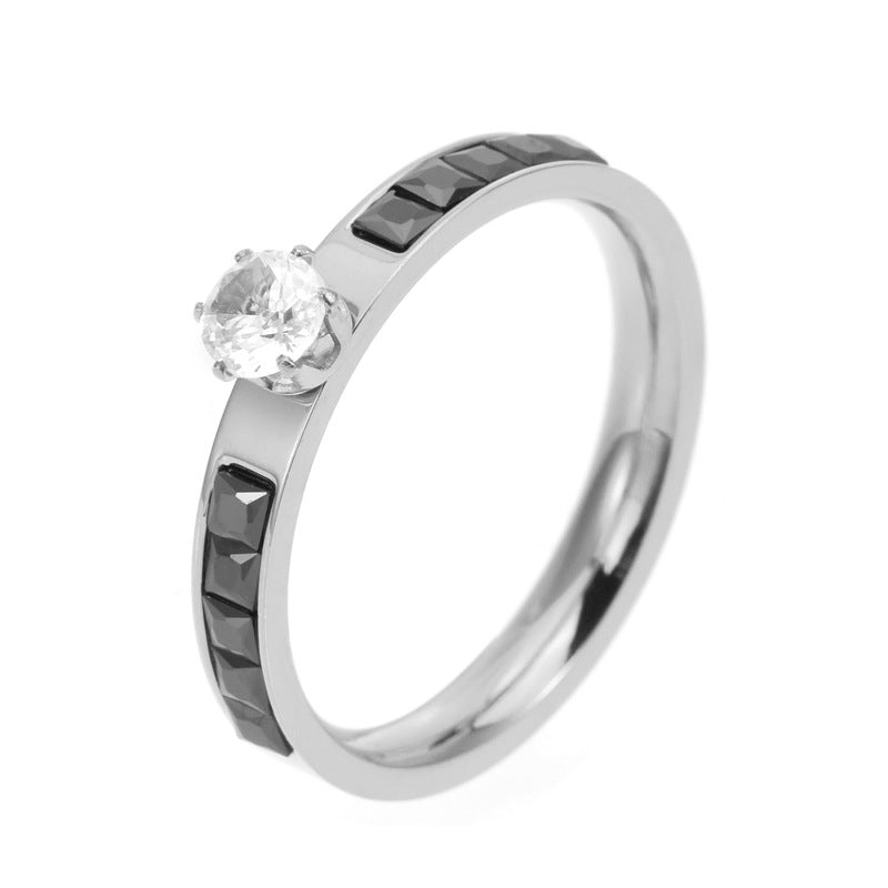 Couple Classic Shank Korean Style Retro Titanium Steel Index Ring