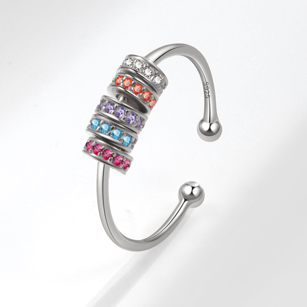 Hot Color Rotating Beads Decompression Female Open Rings