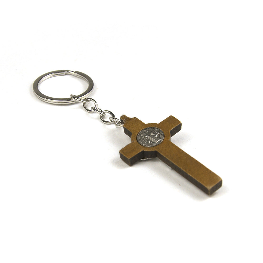 Popular Charming Cross Wooden Benedict Key Pendants