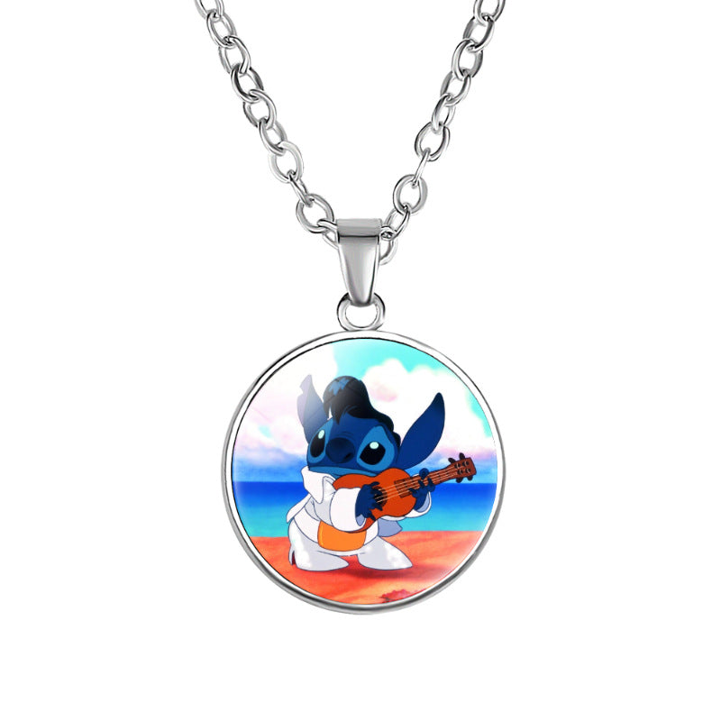 Children's Star Stitch Cartoon Pattern Time Stone Necklaces