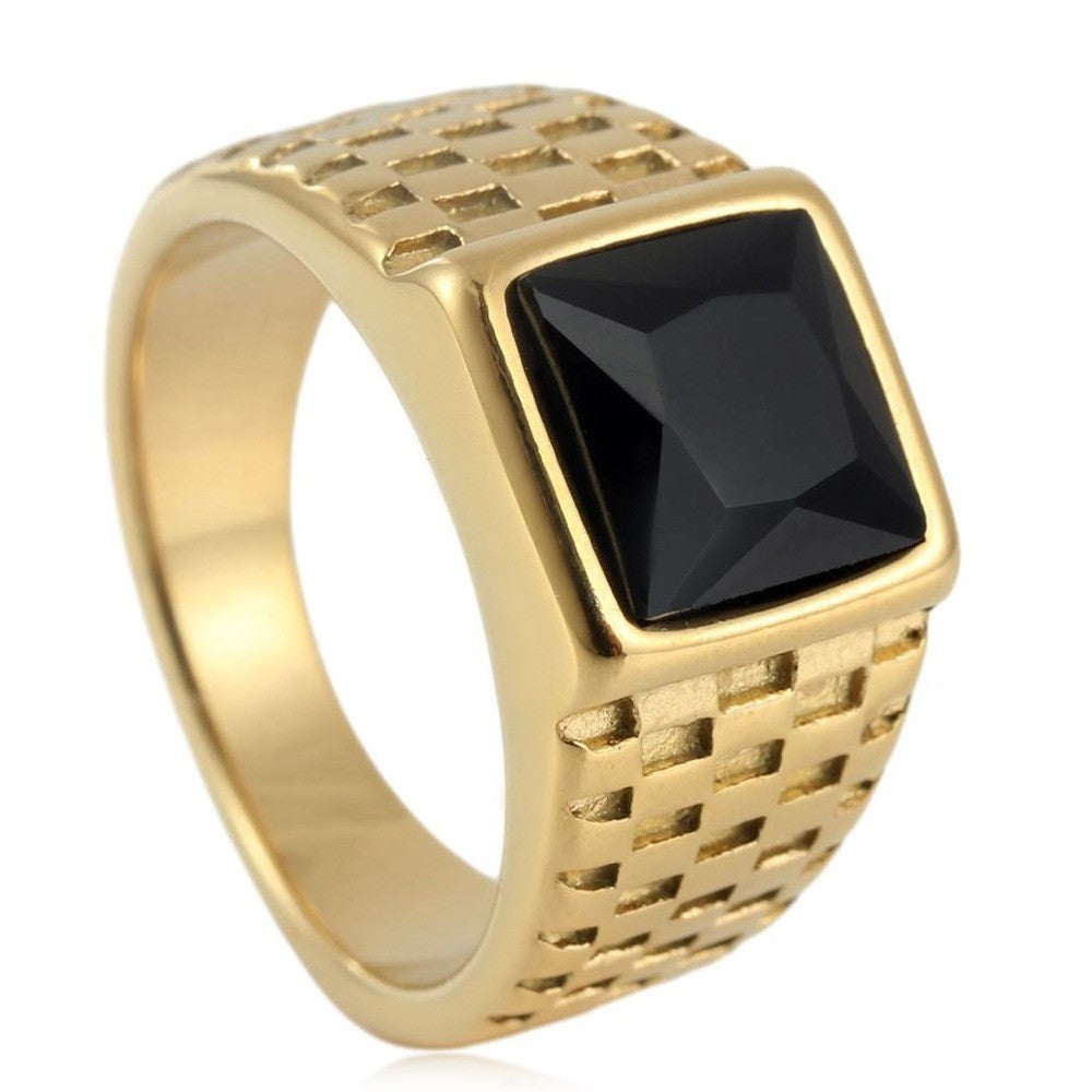 Men's Steel Stone Retro Trendy Personality Punk Rings