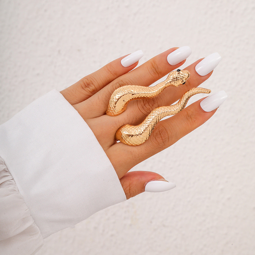 Personality Fashion Snake Exaggerated Gold And Rings