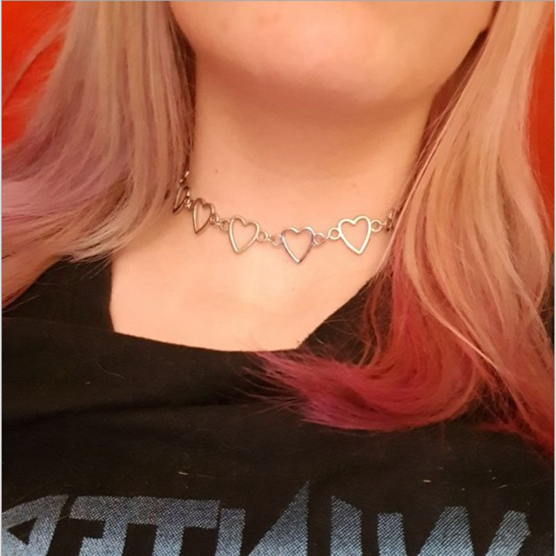 Women's Simple Heart-shaped Hollow Personalized Chain Love Necklace
