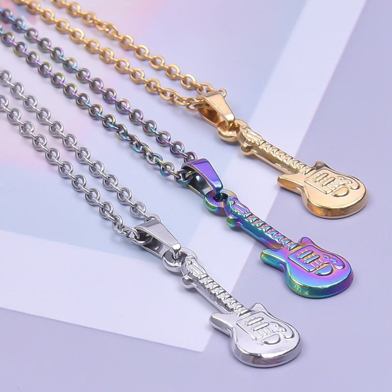 Steel Bass Guitar Personality Simple Female Pendants